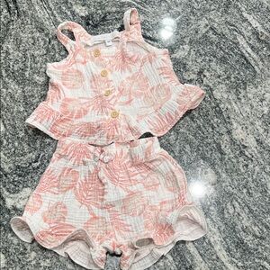 Rachel Zoe Coral and White Kids Matching Set